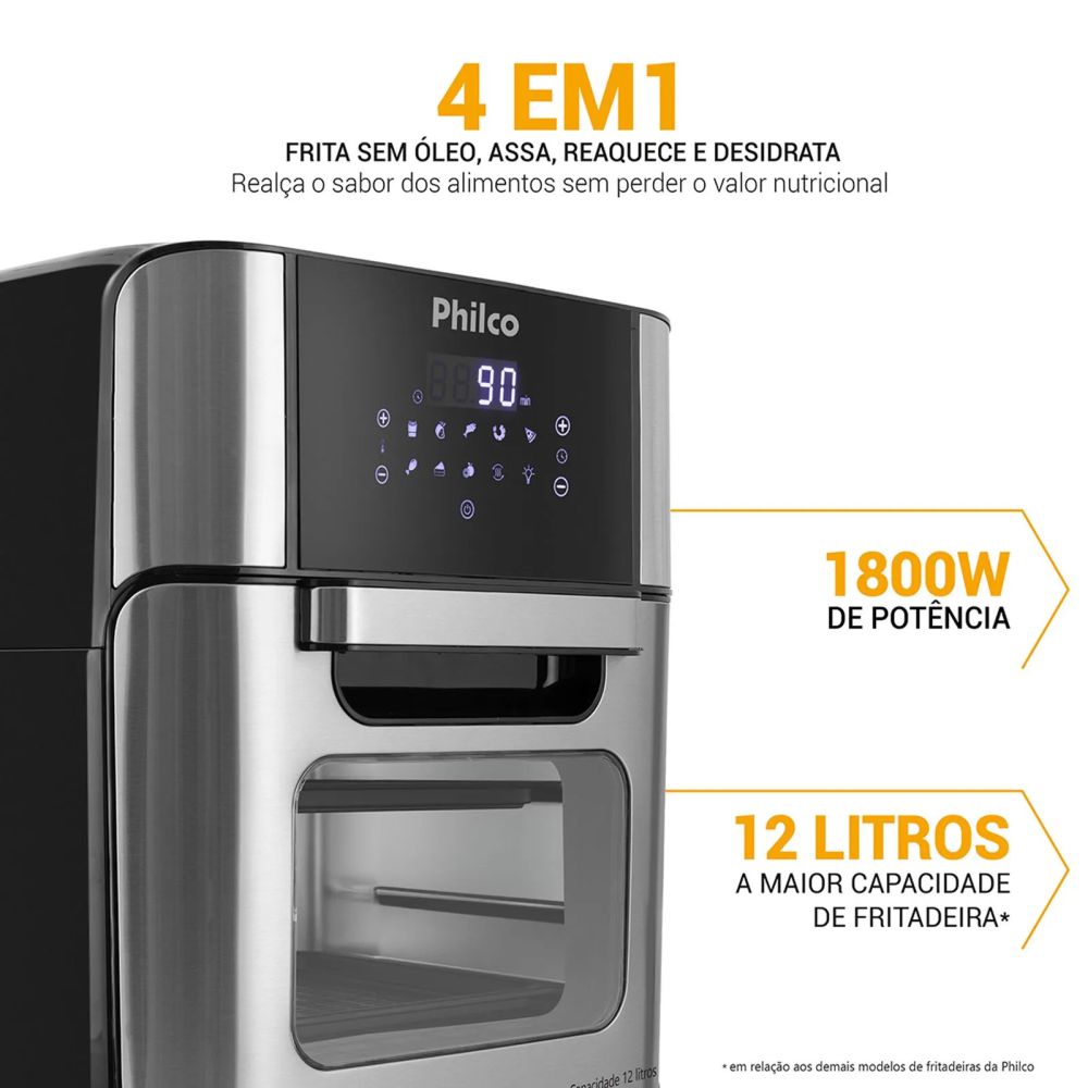 Air Fryer Oven Philco 12L 1800W 4 em 1 - 127V PFR2200