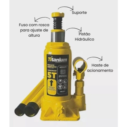 Macaco Hidráulico Tipo Garrafa 5 Tonelada 7425 Titanium