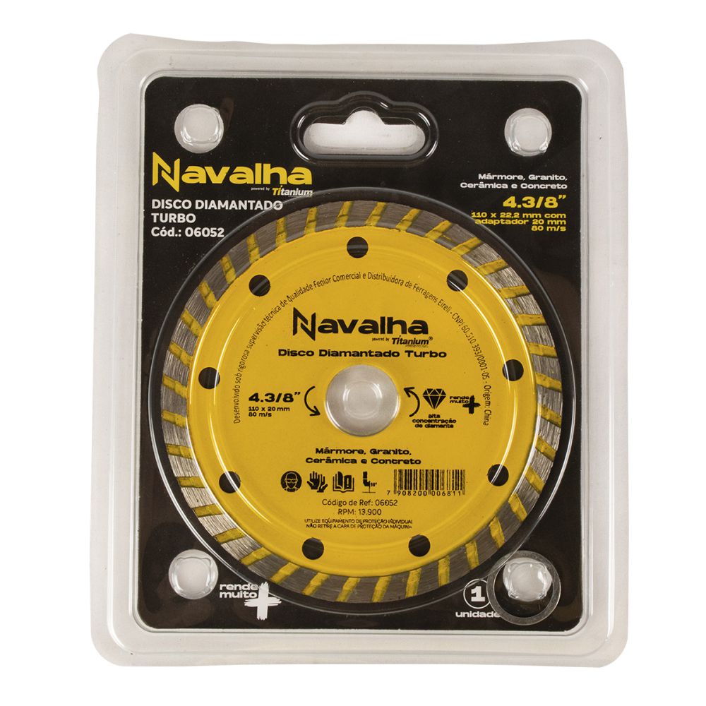 06052 DISCO DIAMANTADO NAVALHA TURBO 4.3/8.POL X 110MM