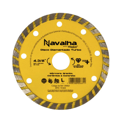06052 DISCO DIAMANTADO NAVALHA TURBO 4.3/8.POL X 110MM