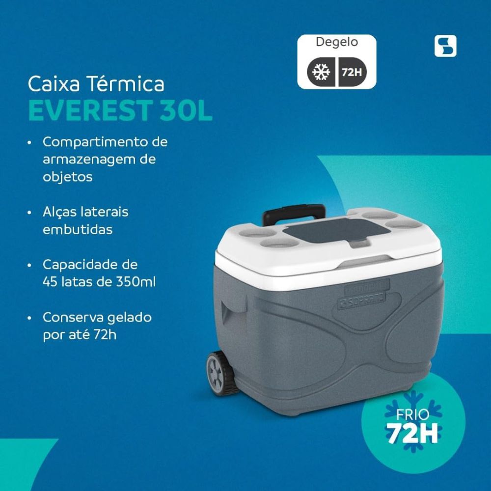 Caixa Térmica Everest 30L Cinza Soprano