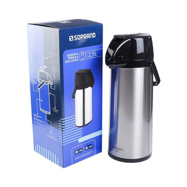 Garrafa Termica Exclusiva 2,5l Inox/Preto Soprano