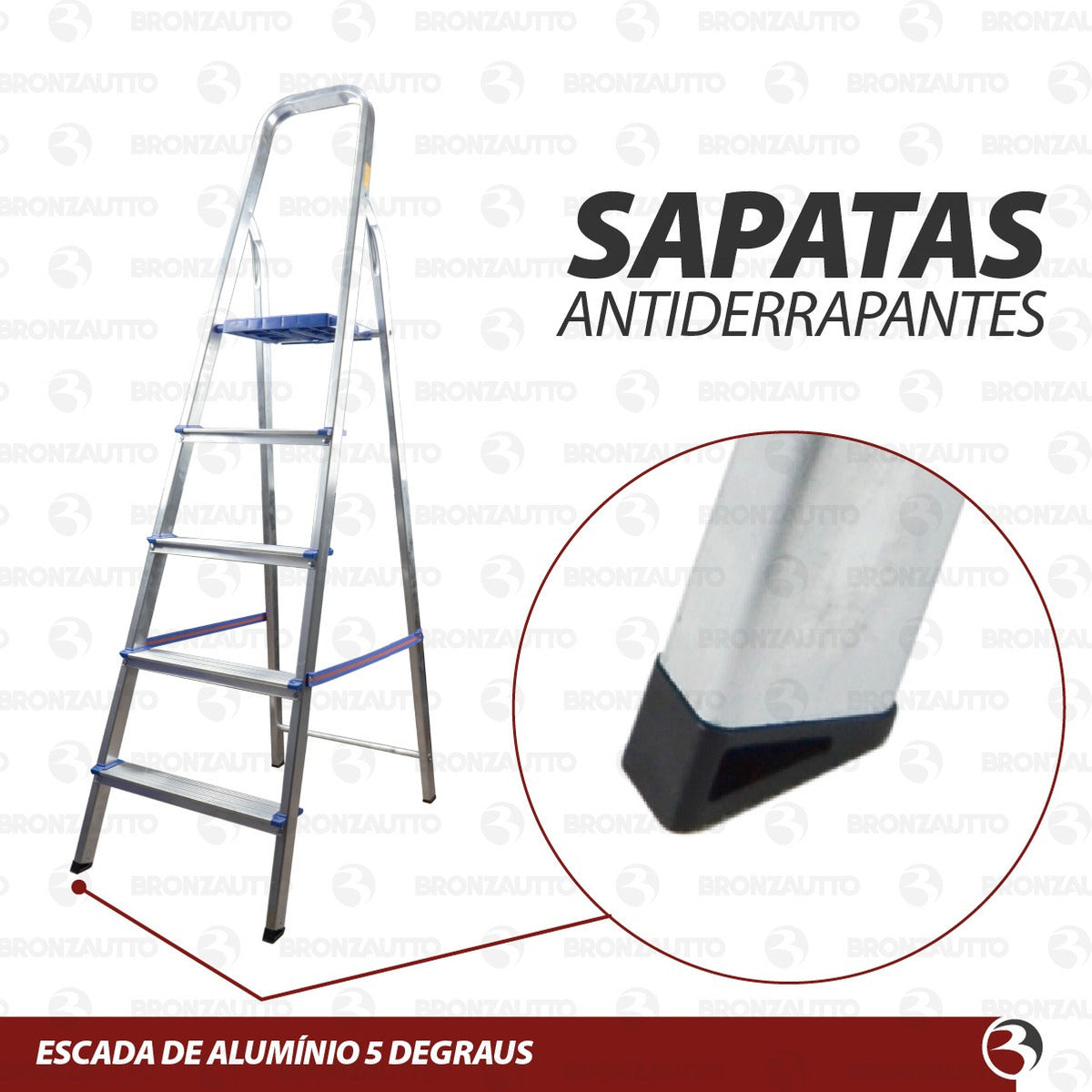 Escada Alumínio 5 Degraus 00050 Real Escadas