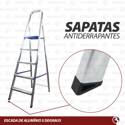 Escada Alumínio 5 Degraus 00050 Real Escadas