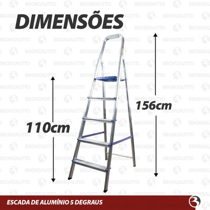 Escada Alumínio 5 Degraus 00050 Real Escadas