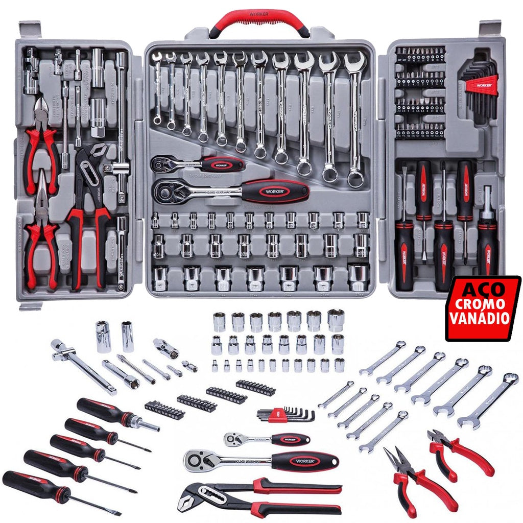 Kit Maleta De Ferramentas Jogo 110 Peças Worker