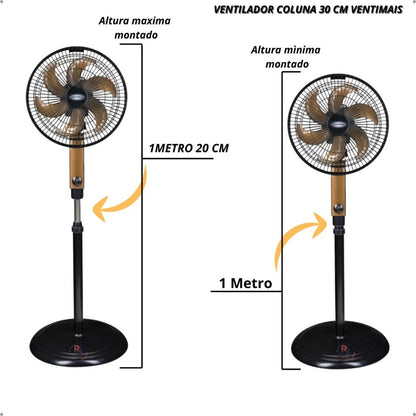 Ventilador Pedestal Coluna Pé Osc 30cm Turbo 220v Ventimais