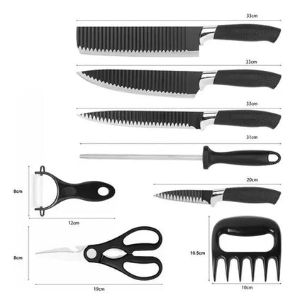 Kit Facas Premium com 8 Peças para Churrasco Titanium 06887