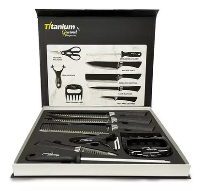 Kit Facas Premium com 8 Peças para Churrasco Titanium 06887