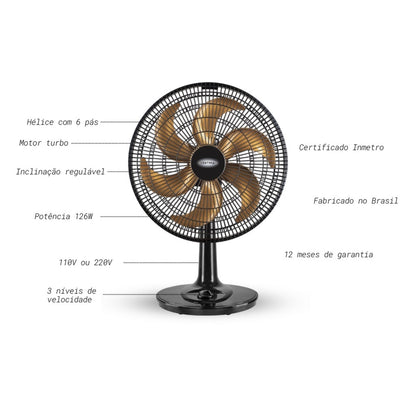 Ventilador Oscilante de Mesa 40cm Turbo 220v Ventimais