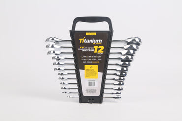 KIT CHAVE COMBINADA CATRACA 12 PCS 08380 TITANIUM