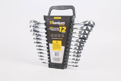 KIT CHAVE COMBINADA CATRACA 12 PCS 08380 TITANIUM
