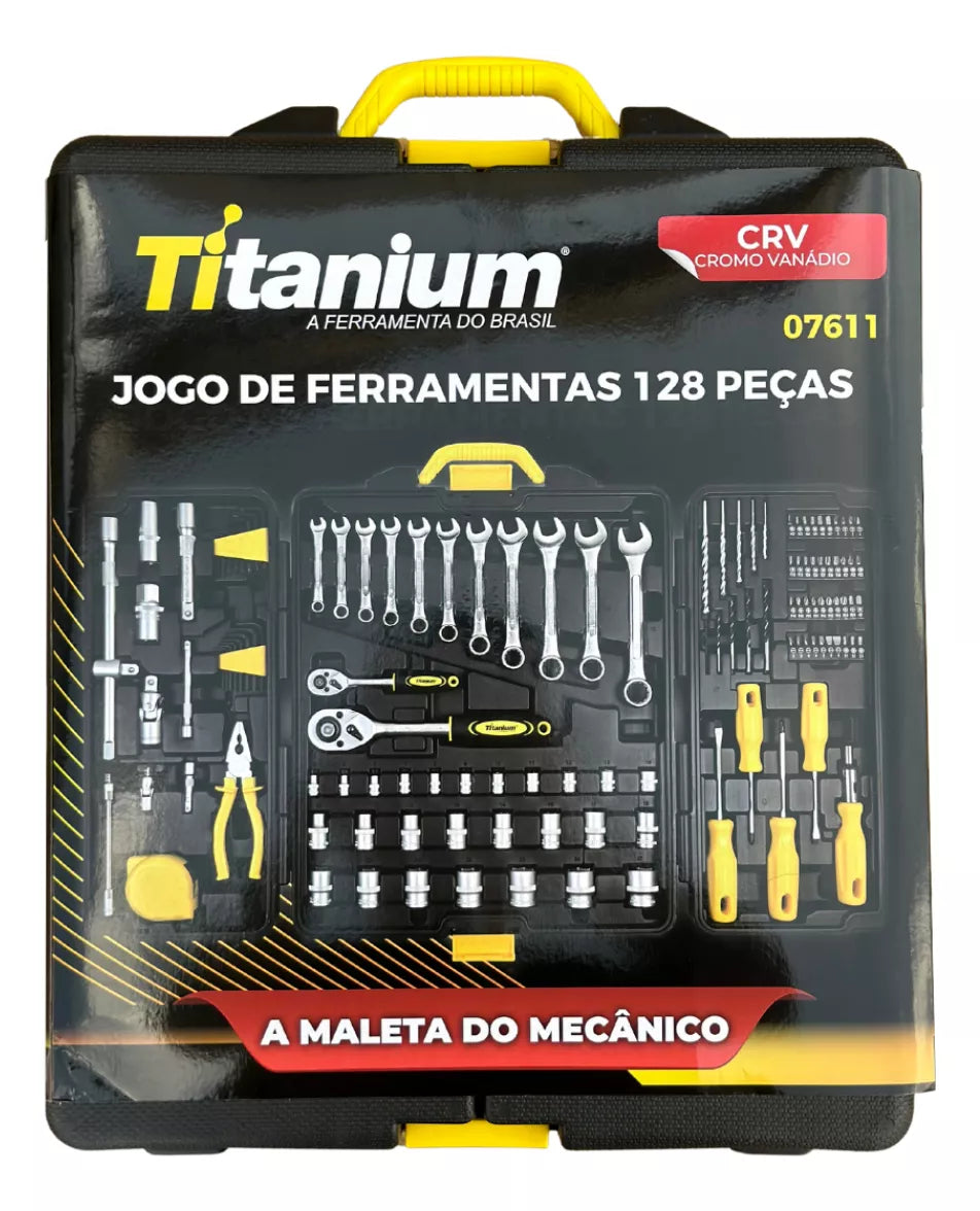 KIT DE FERRAMENTAS TITANIUM C/ 128 PCS 07611 TITANIUM