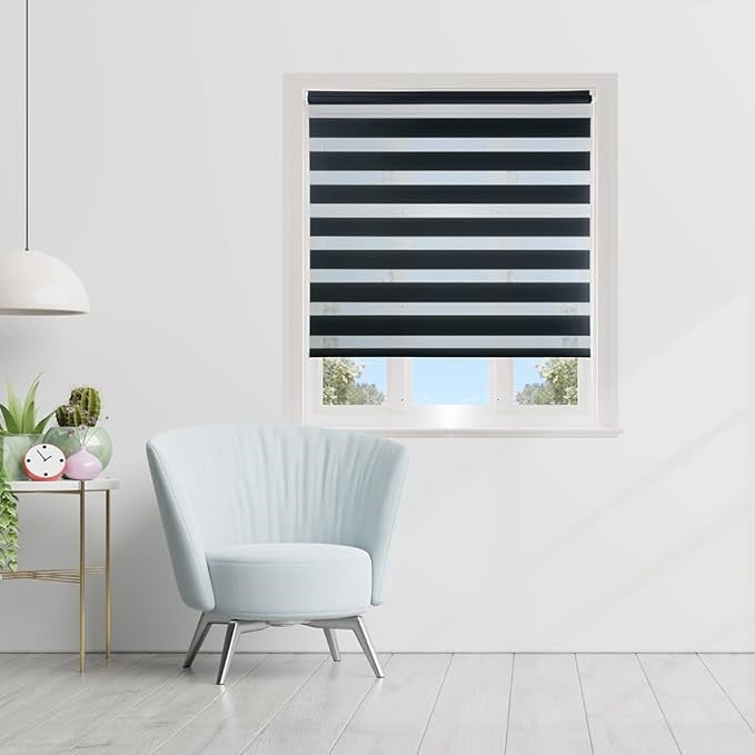 Persiana Janela Rolo Zebra T-Duplo 1,40X1,60 Preta Evolux