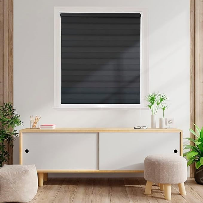 Persiana Janela Rolo Zebra T-Duplo 1,40X1,60 Preta Evolux
