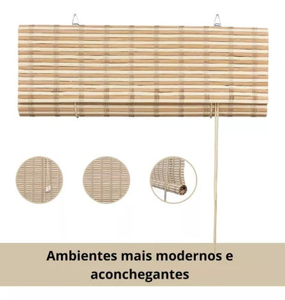 Persiana Bauhaus Rolo Bambu 160X160 Cor Honey Mapple  Evolux