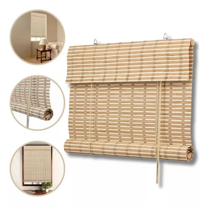 Persiana Bauhaus Rolo Bambu 160X160 Cor Honey Mapple  Evolux