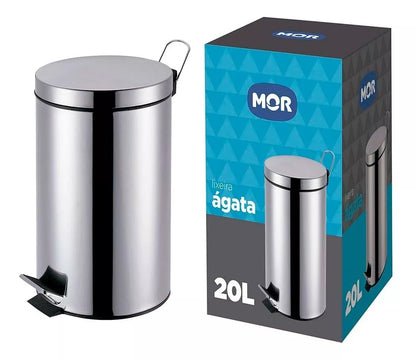 Lixeira Ágata 20 Litros - Inox - Pedal - 008224 - Mor