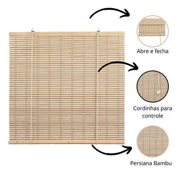 Persiana Bauhaus Rolo Bambu 120X160 Cor Honey Mapple Evolux