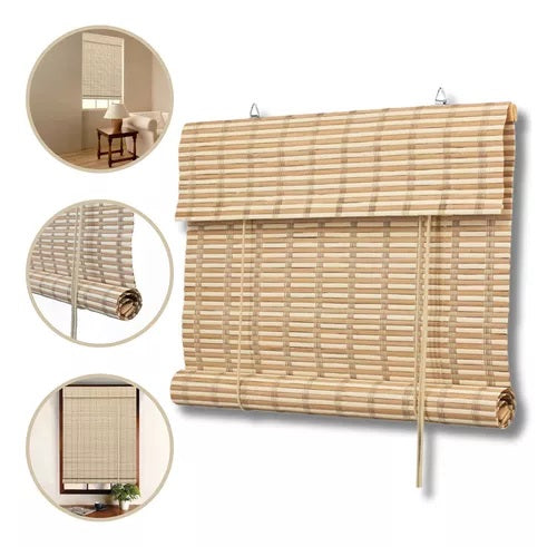 Persiana Bauhaus Rolo Bambu 120X160 Cor Honey Mapple Evolux