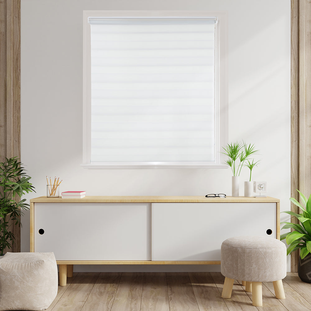 Persiana Janela Rolo Zebra T-Duplo 120X160 Branca Evolux