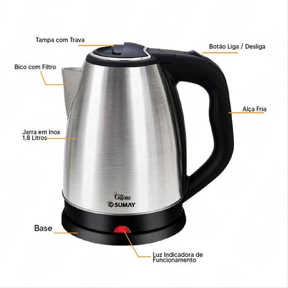 Chaleira Elétrica SM-CH110PR 127v Inox 1,8L Sumay