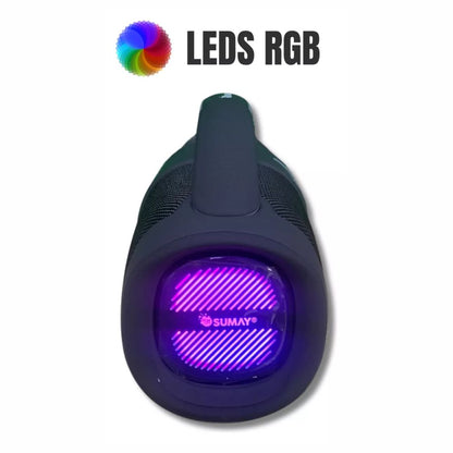Caixa De Som Portátil Sumay SM-CSP1310P Lionbox Led