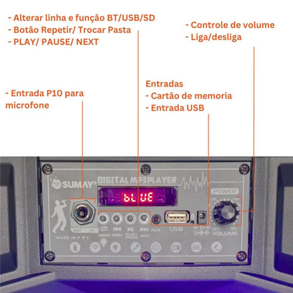 Caixa Som Portátil Amplificada Sumay 270w Bivolt Advance 2