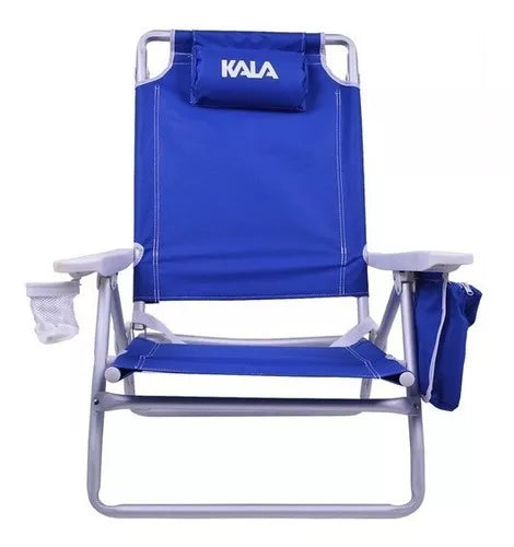 Cadeira De Praia Reclinável Com Bolsa Térmica Azul Até 136kg