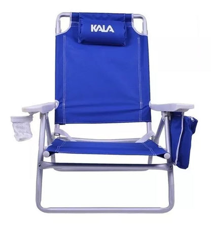 Cadeira De Praia Reclinável Com Bolsa Térmica Azul Até 136kg