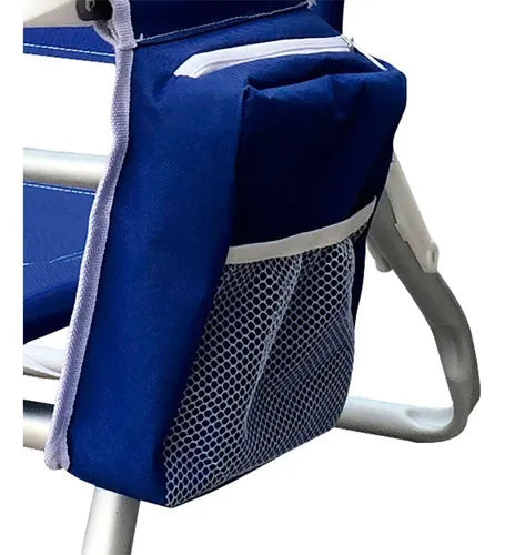 Cadeira De Praia Reclinável Com Bolsa Térmica Azul Até 136kg