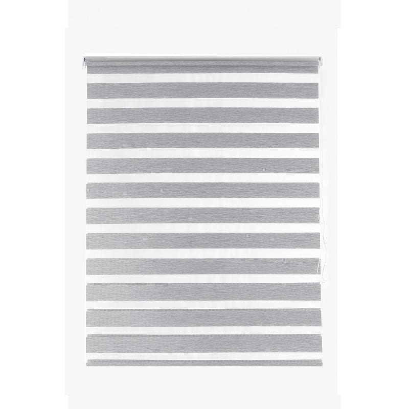 Persiana Janela Rolo Zebra TDuplo 140X160 Cinza Linho Evolux
