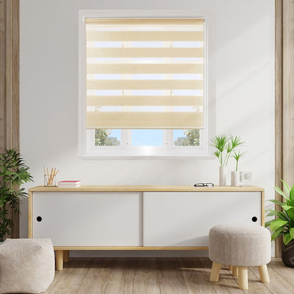 Persiana Janela Rolo Zebra TDuplo 140X160 Bege Linho Evolux