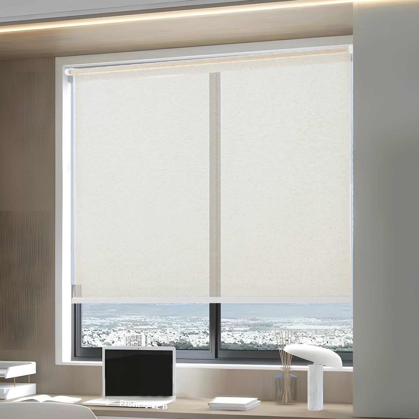 Persiana Bloom Corta Luz Linho 140x160 Bege - Evolux