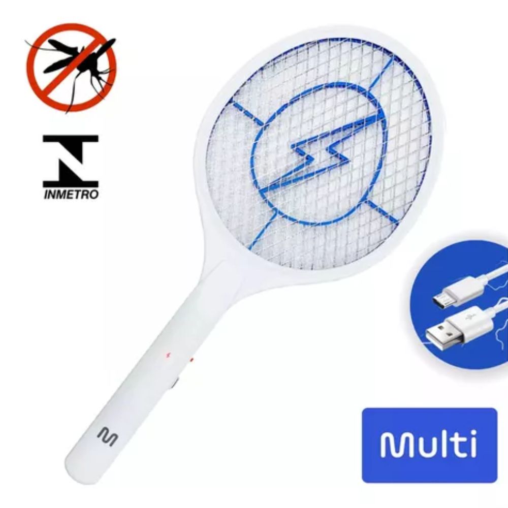 Raquete Elétrica Mata Insetos Recarregável HC034 Multi