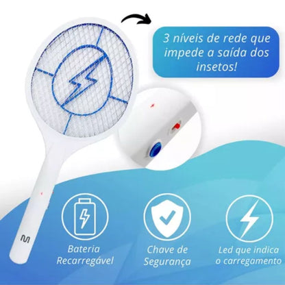 Raquete Elétrica Mata Insetos Recarregável HC034 Multi