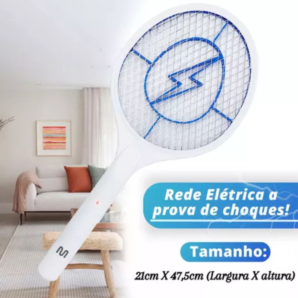 Raquete Elétrica Mata Insetos Recarregável HC034 Multi