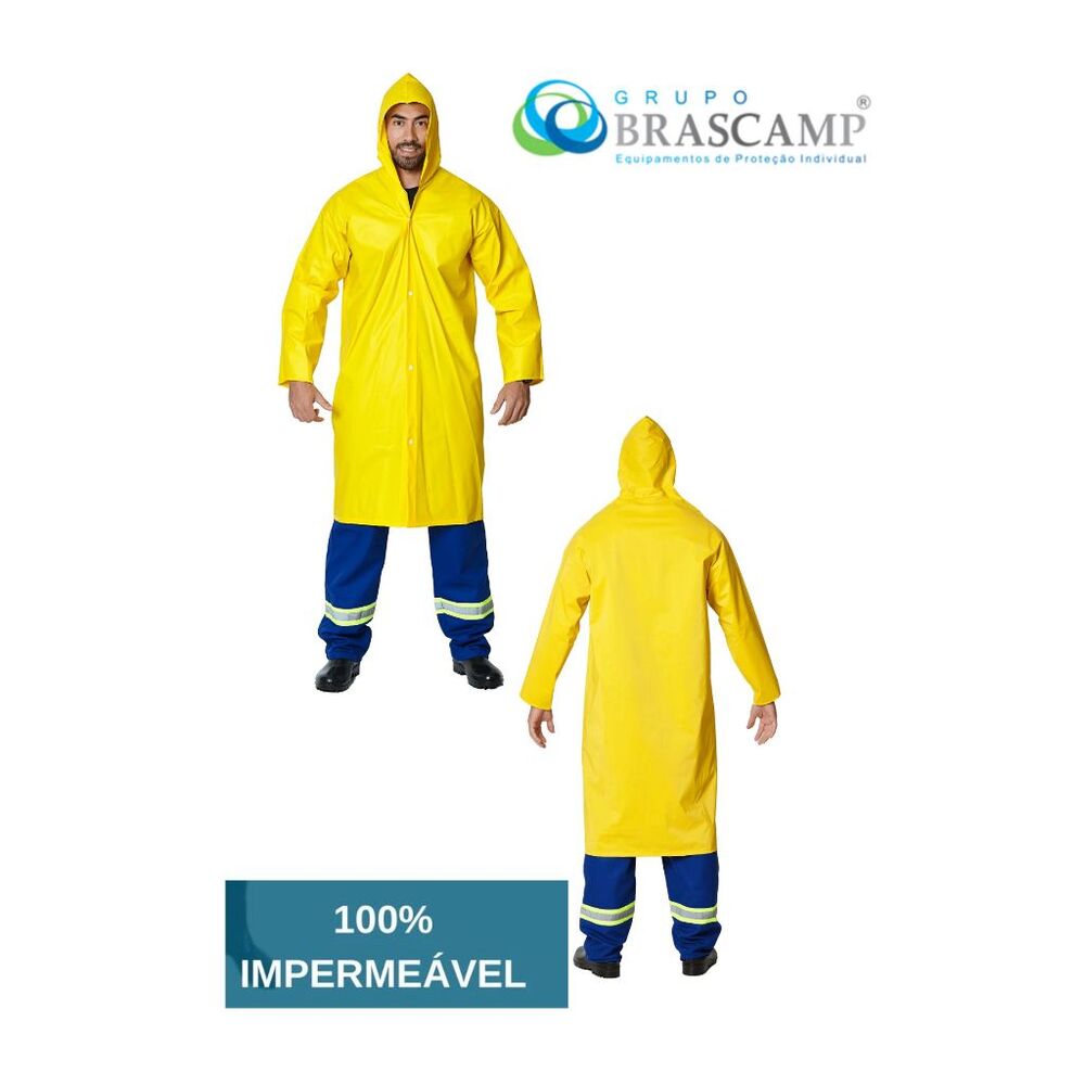 Capa De Chuva Impermeável Tamanho G Pvc Forrado Com Capuz