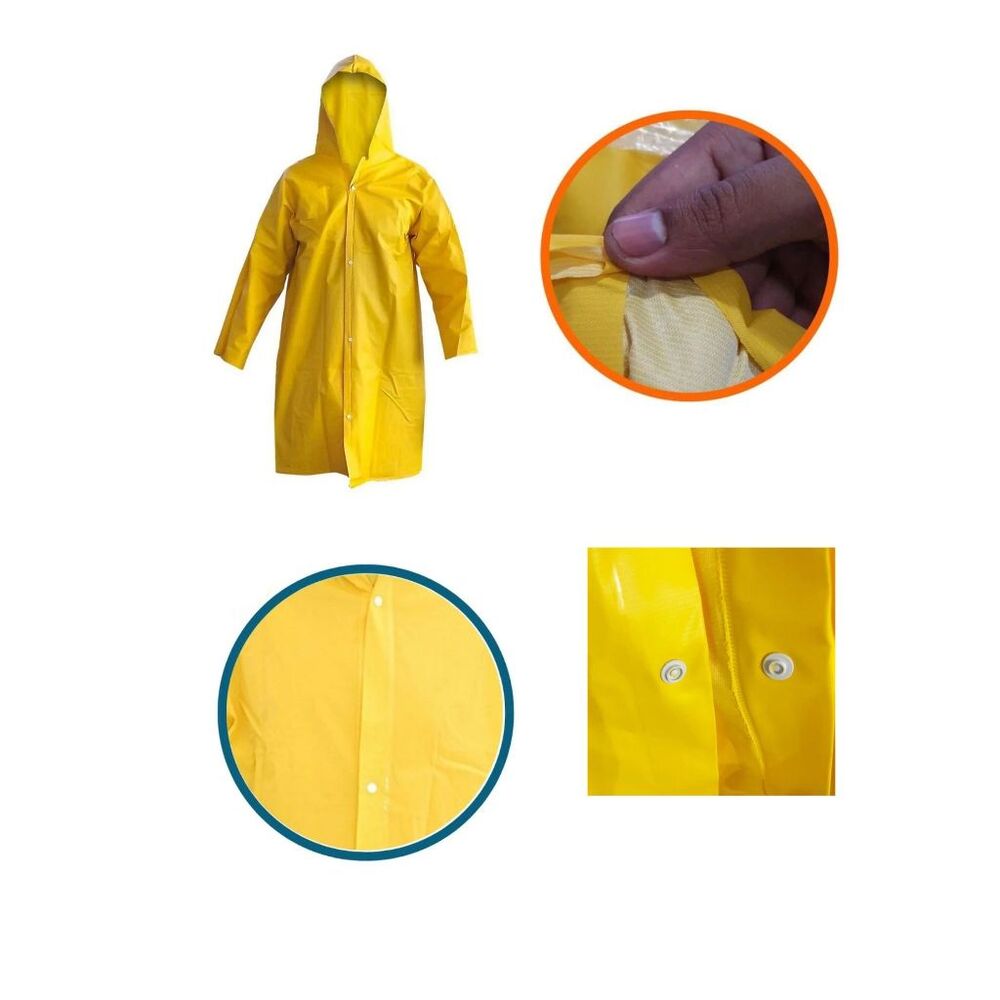 Capa De Chuva Impermeável Tamanho G Pvc Forrado Com Capuz