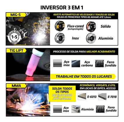Maquina Solda 3 EM 1 160 AMP 1/5 KGS IMETS-8160/5K-BV-FLEX
