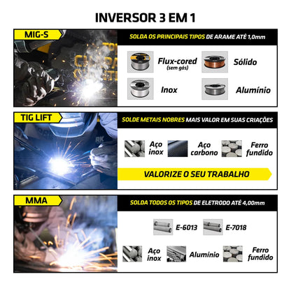 Inversora Solda 180A MIG/MMA/TIG IMETS-8180 - Bivolt - Tork