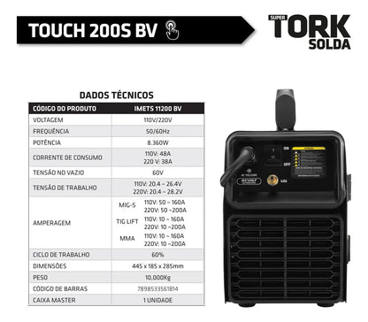INVERSOR 200 AMPERES (MIG/MMA/TIG) - BV IMETS-11200-BV TORK