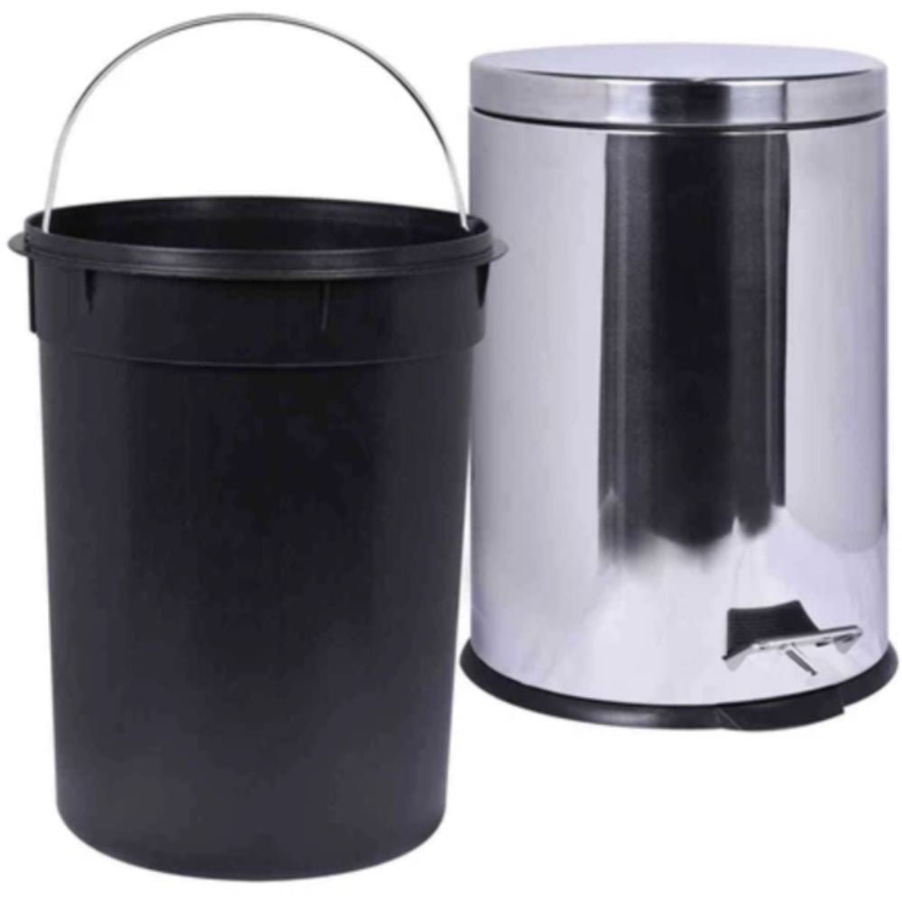 Lixeira Redonda 12 Litros Aço Inox Com Pedal 224731 Kala