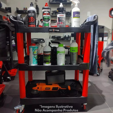 Carrinho Mecânico Detailers C/ 3 Prateleiras Reforçado Sigma