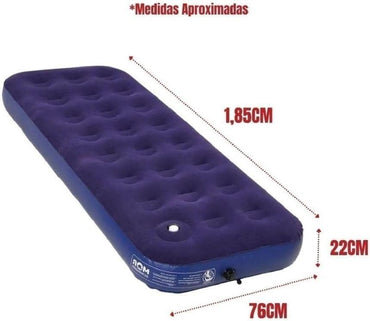 Colchão Inflável Solteiro 185X76X22cm - Azul - 279447 - Kala