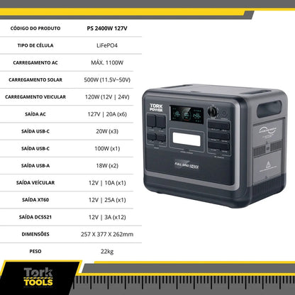 Central De Energia Full Grid 2400w 127V PS2400w Tork Power