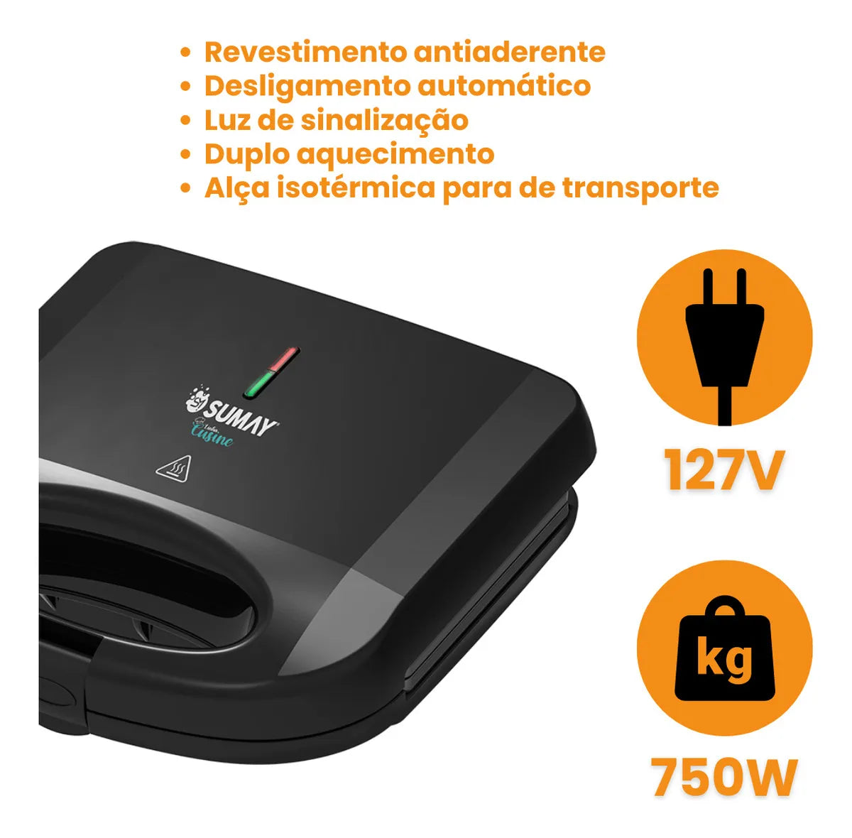 Sanduicheira Elétrica 127V - SM-SP01 - 6088 - Sumay