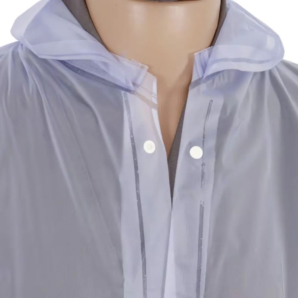 Capa Chuva Transparente Impermeável Pvc Laminado G C/ Capuz