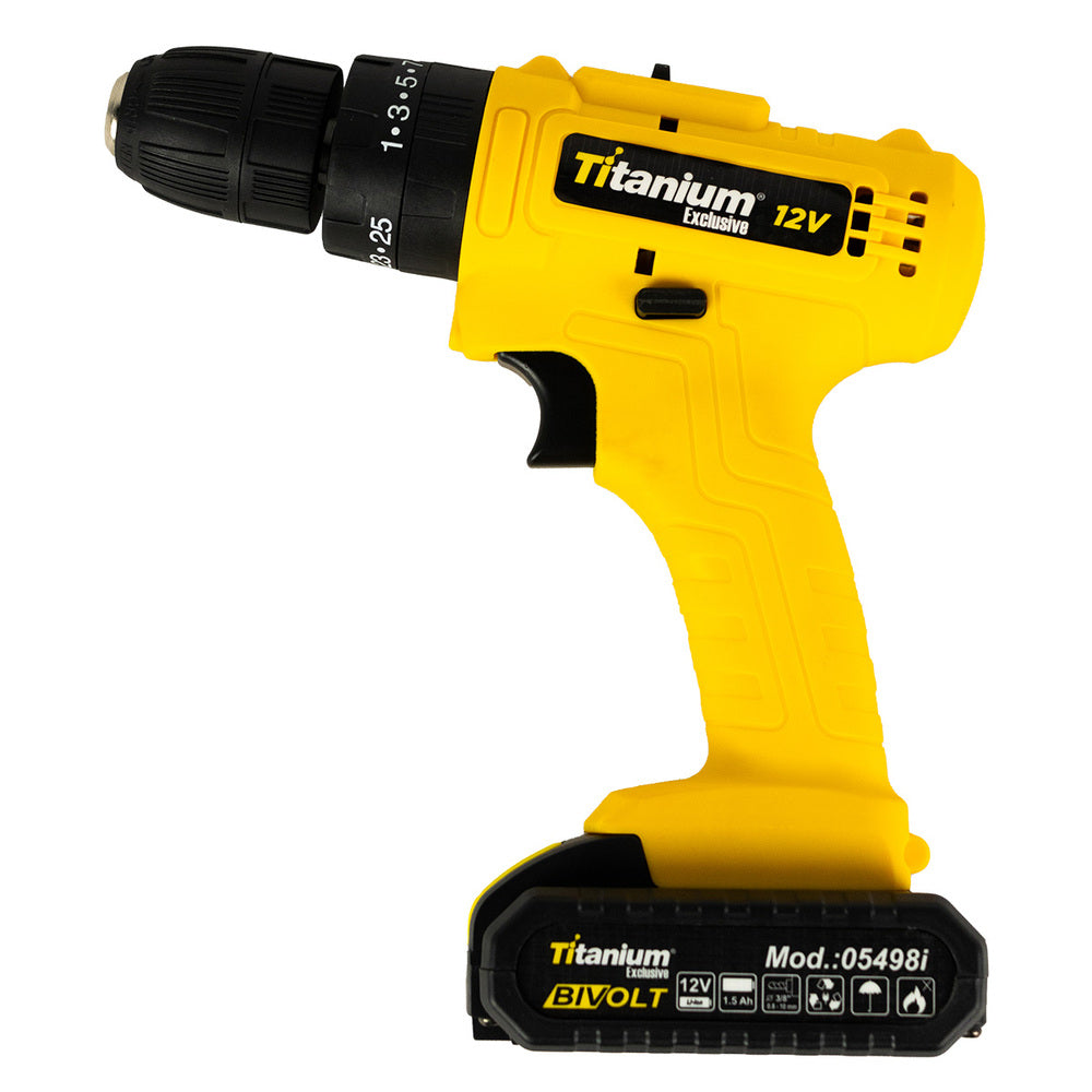 Parafusadeira Bateria 12V Impacto C/34 Peças Titanium 05784