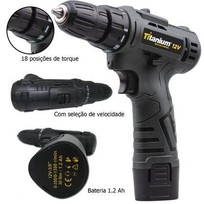 PARAFUSADEIRA SPECIAL EDITION PRETA 1,2AH 12V 06212 TITANIUM